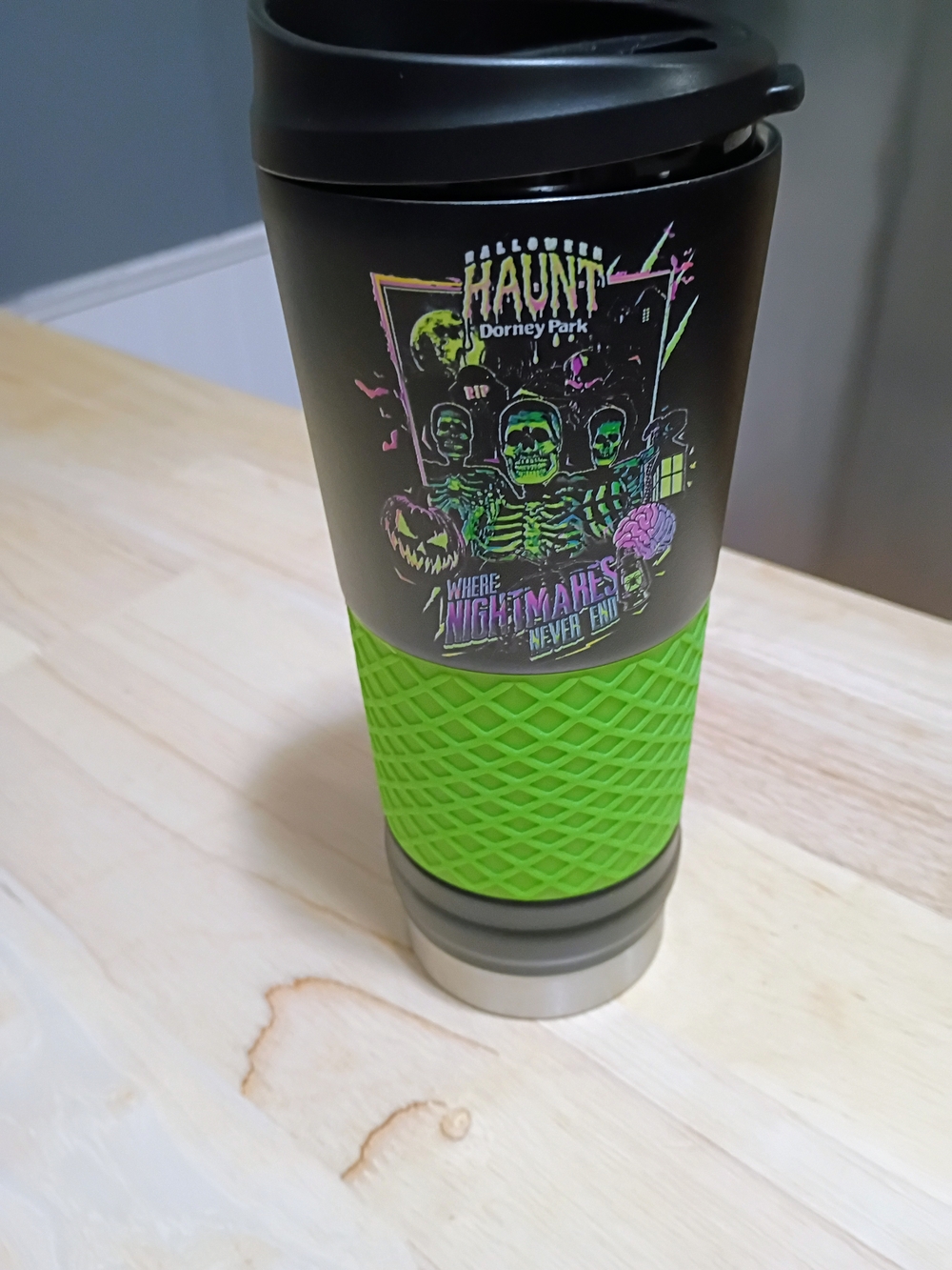Haunted Dorney Park Green Grip Travel Mug - Reusable Tumbler